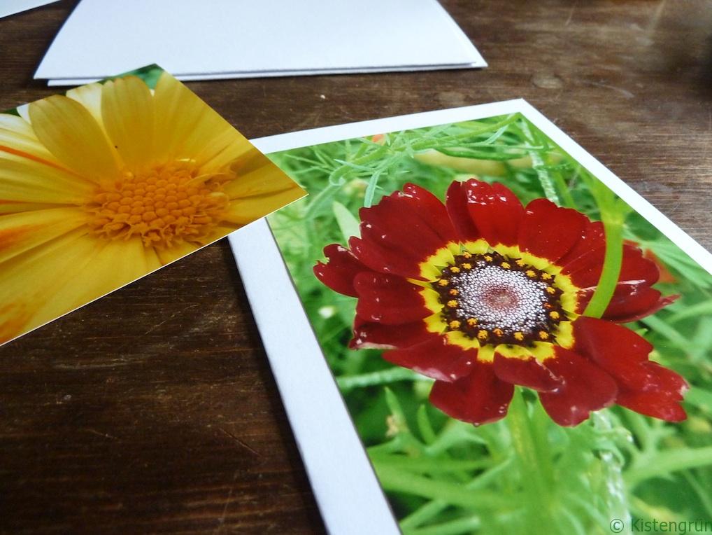 Seöbstgestaltete Grußkarten mit Blumenmotiven